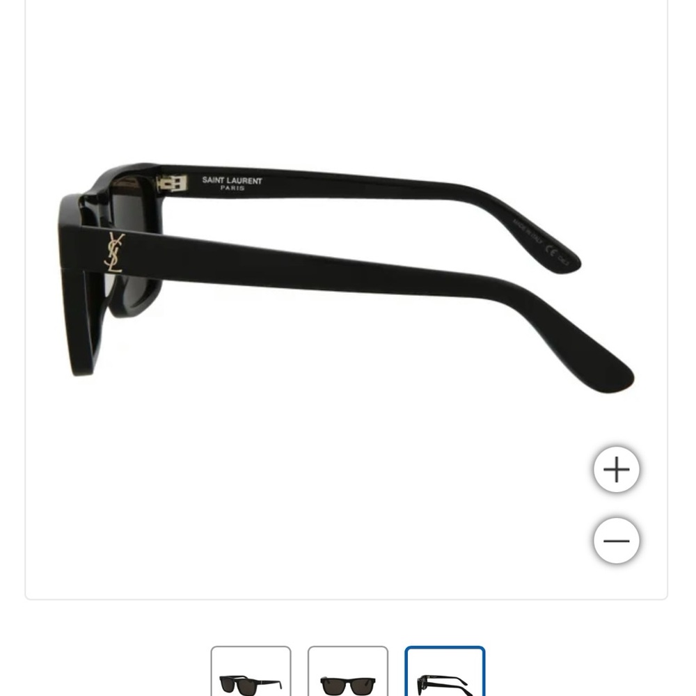 Saint Laurent Black Square Frame Sunglasses with Gold Logo - Picture 3 of 16